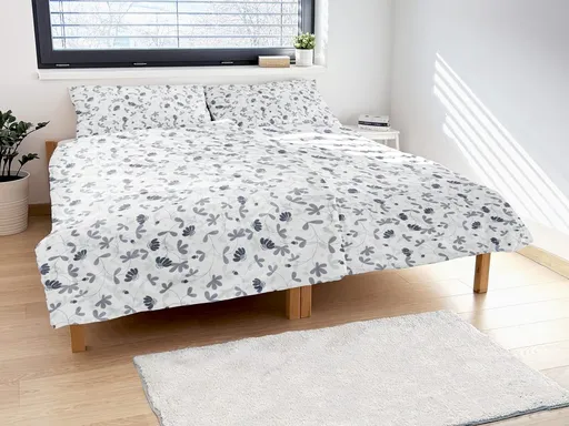 Polášek Bavlnené obliečky KVETINOVÁ HARMÓNIA - Šedá | 140 x 220 cm / 70 x 90 cm