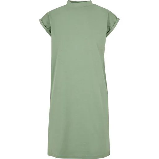 Build Your Brand Ležérne bavlnené šaty s golierikom - Magic salvia | 5XL
