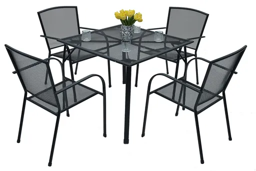 Záhradná kovová zostava TOLEDO 1+4 (90x90 cm)