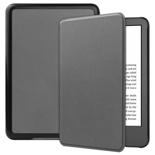 LEATHER Zaklápacie puzdro pre Amazon Kindle 11. generácia 2022 / 2024 šedé