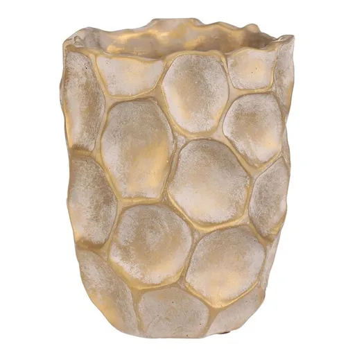 Betónový obal na kvety Plástev, veľ. M, š. 16 cm, béžovo-zlatá