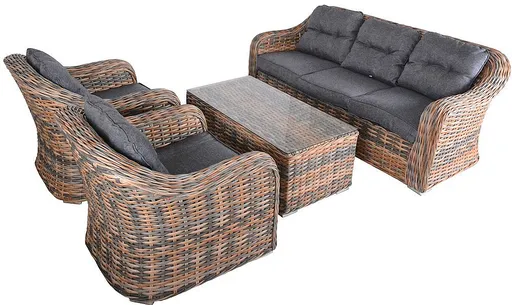 DEOKORK Ratanová zostava CORDOBA (šedo-hnedá)