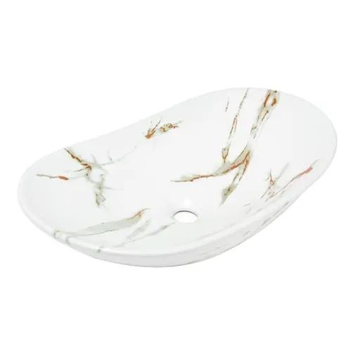 Umývadlo na dosku SAT Infinitio 61,5x36 cm mramor biely mat bez prepadu SATINF61536MR