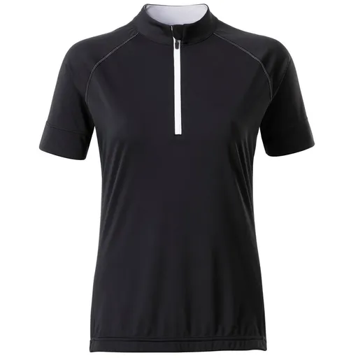 James & Nicholson (Daiber) Dámsky cyklistický dres s krátkym zipsom JN513 - Čierna / biela | S
