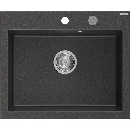 MEXEN MEXEN - Elix granitový drez 1-miska 600 x 500 mm, čierna kropenatá, sifón chróm 6525601005-76