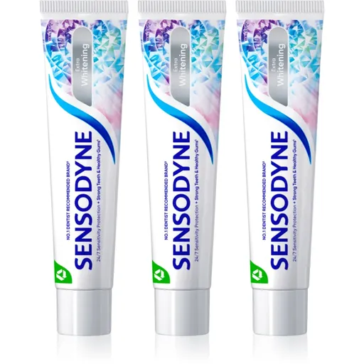 Sensodyne Extra Whitening bieliaca zubná pasta s fluoridom pre citlivé zuby 3x75 ml