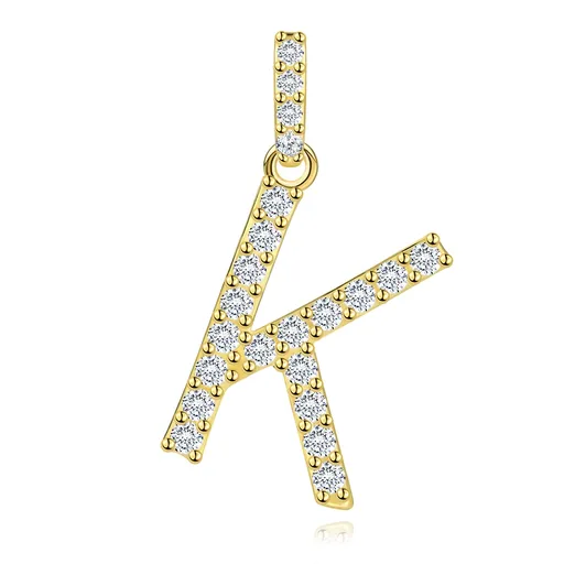 Prívesok z 9K žltého zlata s písmenom K a zirkónmi