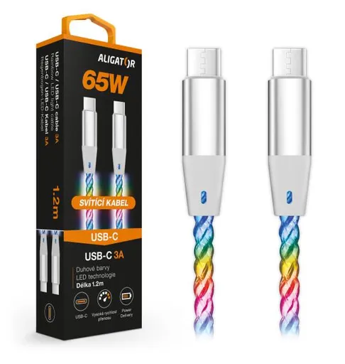 ALIGATOR Dátový kábel LIGHT 3A, 65W USB-C/USB-C 0,5m