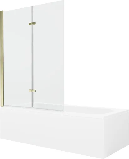 MEXEN/S - Vega obdĺžniková vaňa 180 x 80 cm s panelom + vaňová zástena 120, transparent, zlatá 550118080X9212025000
