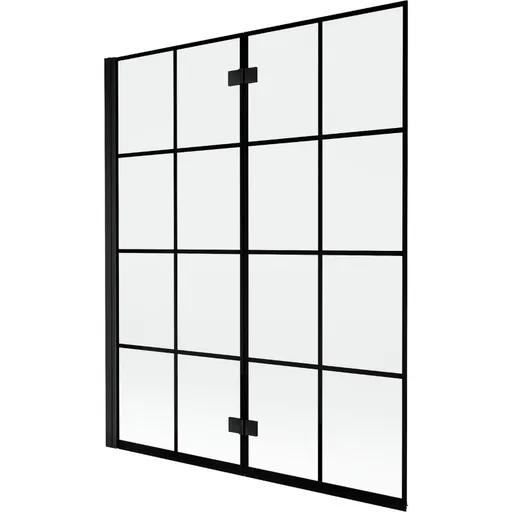 MEXEN - MIST vaňová zástena 140x150 cm 6mm 2-s, čierna, dekor, ľavá 8A9-140-002-70-77-L