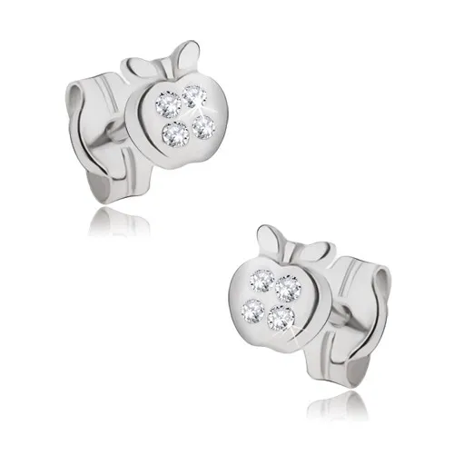 Zlaté náušnice 14K lesklé jablko so zirkónmi