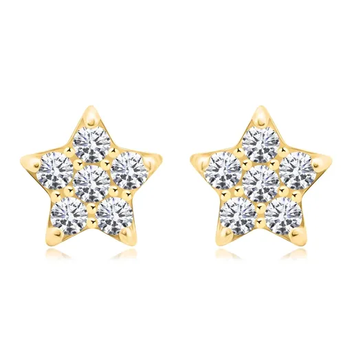 Zlaté náušnice 14K v tvare hviezdy s čírymi zirkónmi
