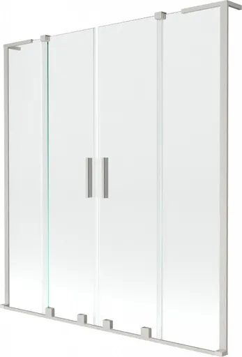 MEXEN/S - Velar L Duo dvojkrídlová posuvná vaňová zástena 160 x 150, transparent, nikel kartáčovaný 896-160-003-02-97