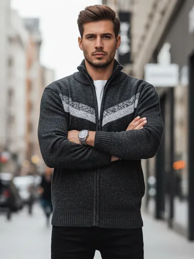 Pánsky tmavosivý sveter Dstreet WX2260z