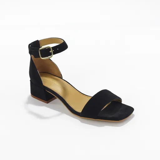 Sandále z koženej usne na podpätku