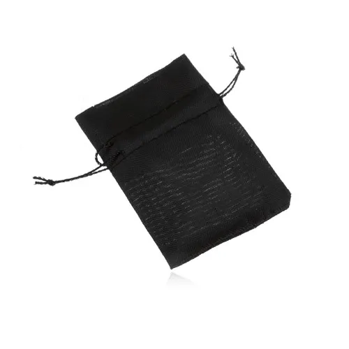 Menšie organzové vrecúško na darček, čierna farba, lesklý povrch