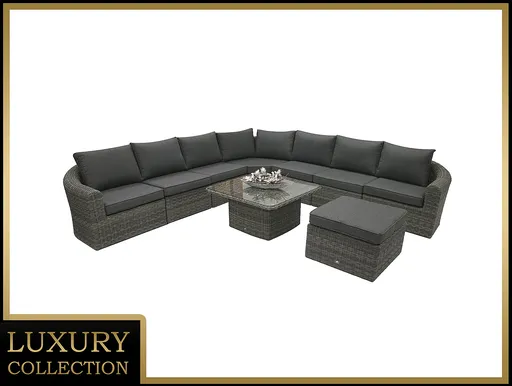 DEOKORK Ratanová modulová zostava BORNEO LUXURY pre 8 osôb (sivá)