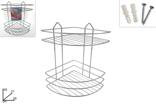 MAKRO - Polička rohová 2 poschodia, 20,5 x 29 x 20,5cm, pochrómovaná