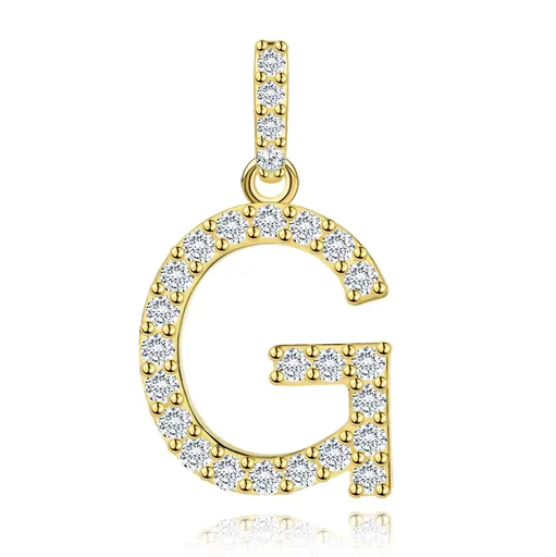 Prívesok z 9K žltého zlata s písmenom G a zirkónmi