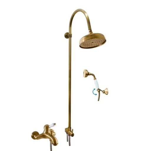 Vaňová batéria RAV Slezák LABE so sprchovacím setom 150 mm stará mosadz L554.5/3SM