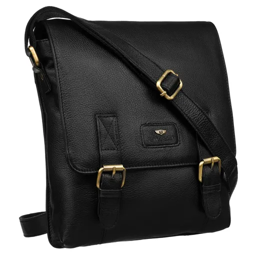 Pánska messenger taška z pravej kože čiernej farby - Peterson