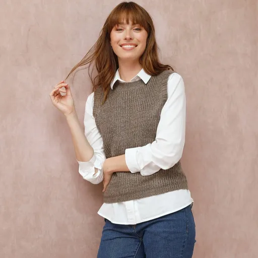 Vesta z hladkého úpletu s okrúhlym výstrihom