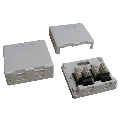 Dvojzásuvka CAT5E UTP na omietku (protiprachová)