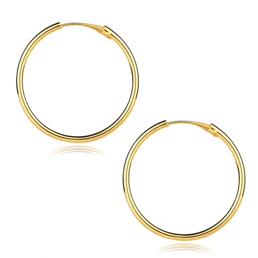 Okrúhle náušnice zo žltého zlata 375 - hladké oblé ramená, 24 mm