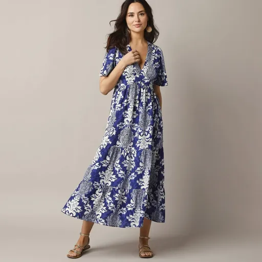 Dlhé šaty s volánmi a potlačou