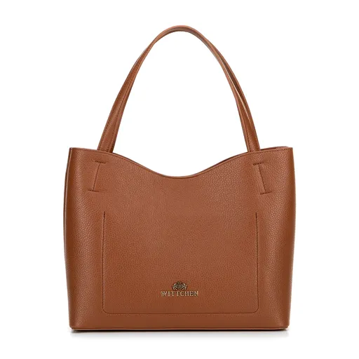 Kožená shopperka so sáčikom hnedá 100-4E-219-5