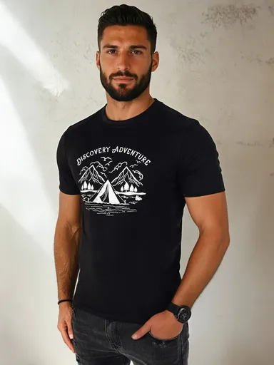 Pánske tričko s potlačou čiernej farby Dstreet RX5413