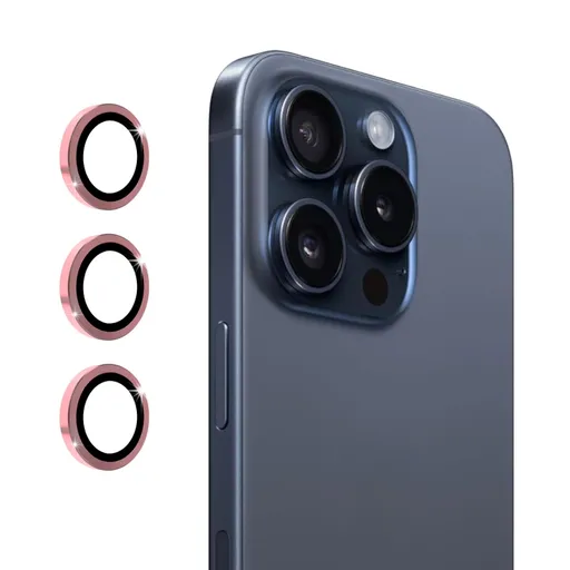 ENKAY ALU Sklo pre fotoaparát Apple iPhone 16 Pro / 16 Pro Max ružové