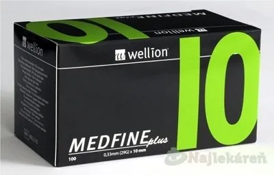 Wellion MEDFINE plus Penneedles 10 mm ihla na aplikáciu inzulínu pomocou pera 100 ks + nádoba na použité ihly, 1x1 set