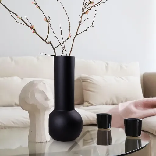 Gilde Keramická váza Tradium, matná černá, kulatá dole