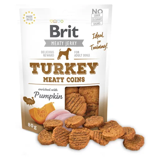 BRIT Jerky Turkey Meaty Coins maškrty pre psov 80 g