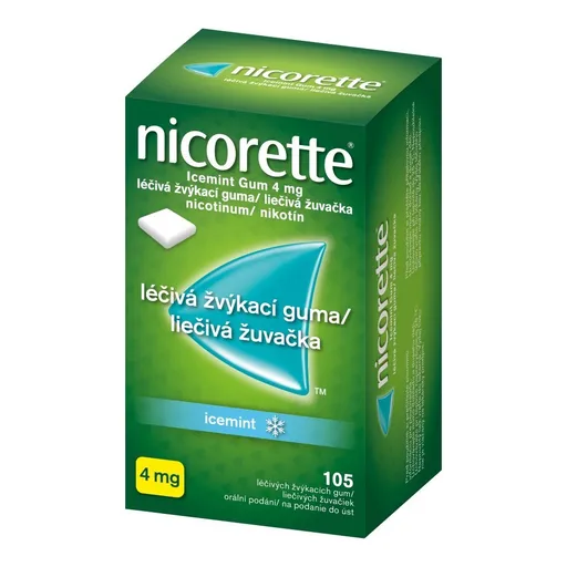 Nicorette žuvačky na odvykanie od fajčenia Icemint 4mg/105ks