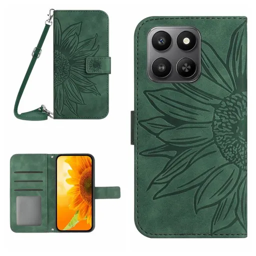 ART SUNFLOWER Peňaženkový obal so šnúrkou pre Honor 400 Smart 5G / Honor X7d zelený
