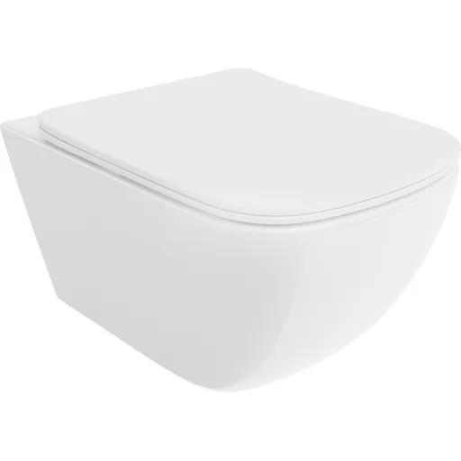 MEXEN/S - Timo Závesná WC misa Rimless Tornado vrátane sedátka s slow slim, duroplast, biela lesk 30650200T