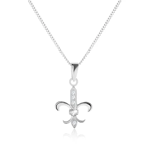 Náhrdelník zo striebra 925, kráľovská ľalia s čírymi zirkónmi, jemná retiazka