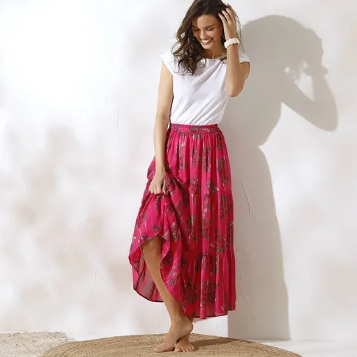 Dlhá sukňa s potlačou kvetín