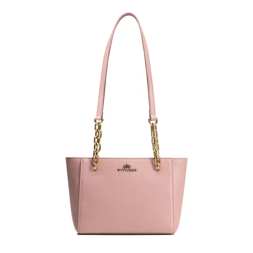 Dámska ramenná kožená kabelka ružová 100-4E-604-P