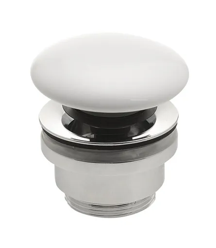 SAPHO - Umývadlová výpust 5/4", click-clack, keramická zátka, 5-63, biela WEH060