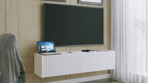ArtExt Závesný TV stolík JOY | 150 cm Farba: Biela (drážky)