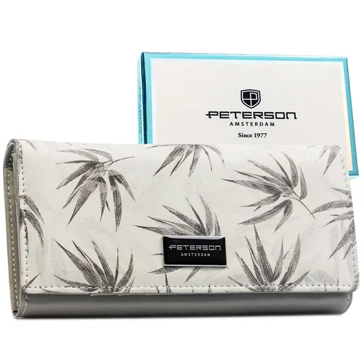 Elegantná biela dámska peňaženka z ekologickej a prírodnej kože s RFID ochranou – Peterson