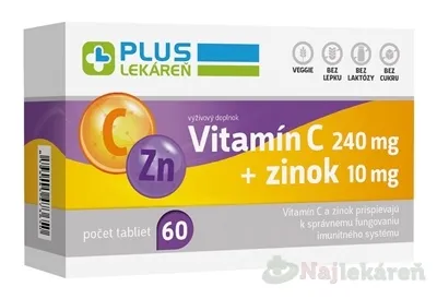Plus Lekáreň Vitamín C + zinok 60 tabliet