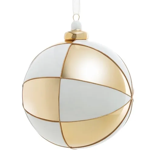 ArtFir Vianočná dekorácia GUĽA 217 | sklenená biela/zlatá 10 cm