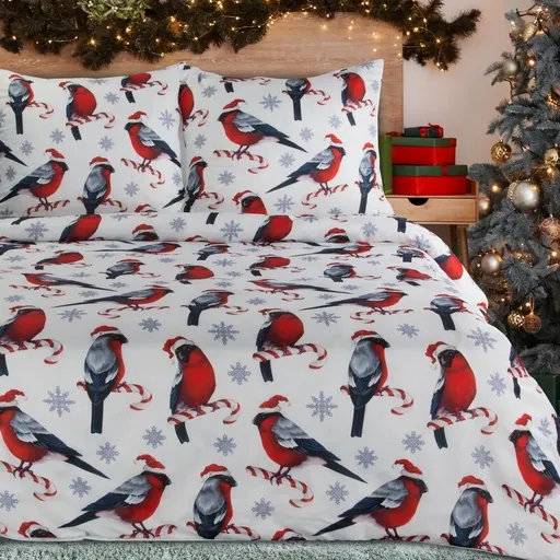 ArtFir Vianočné obliečky na jednolôžko MELODY | biela/červená 140 x 200 cm