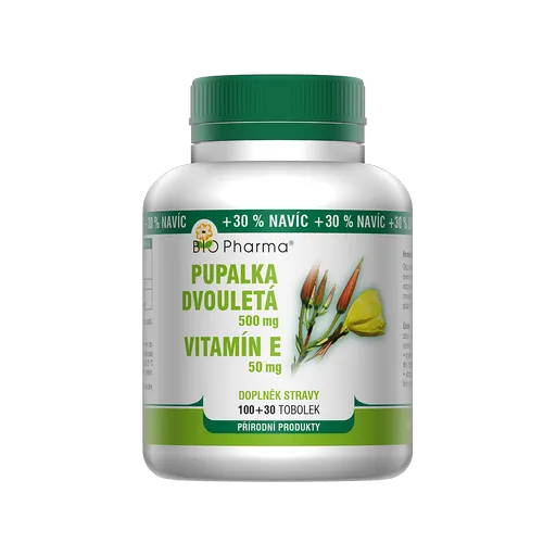 BIO PHARMA Pupalka dvojročná 500 mg + vitamín E 50 mg 100 + 30 kapsúl