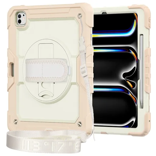 SOLID 360 Odolný obal pre Apple iPad Pro 13 2024 / M5 2025 béžový-ružový