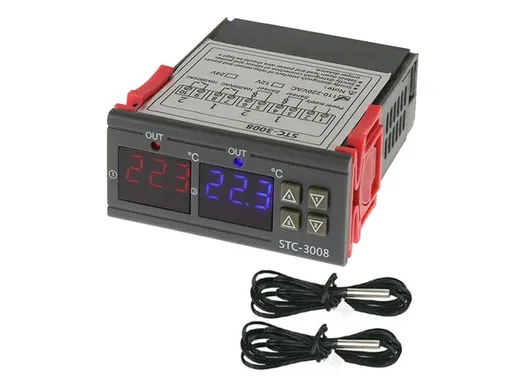 Digitálny termostat duálny STC-3008 rozsah -55~120°C, 230V AC